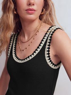 Boden Maddie Trim Detail Vest Top, Black - view 2, Black