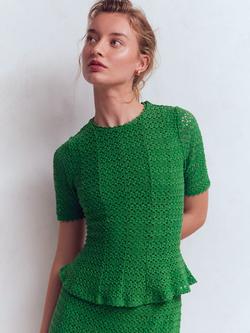 Boden Peplum Hem Lace Top, Verdant Green, Verdant Green