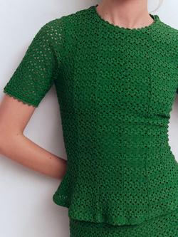 Boden Peplum Hem Lace Top, Verdant Green - view 2, Verdant Green