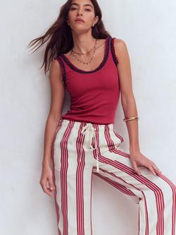 Boden Maddie Trim Detail Vest Top, Black, Earth Red