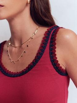 Boden Maddie Trim Detail Vest Top, Black - view 2, Earth Red