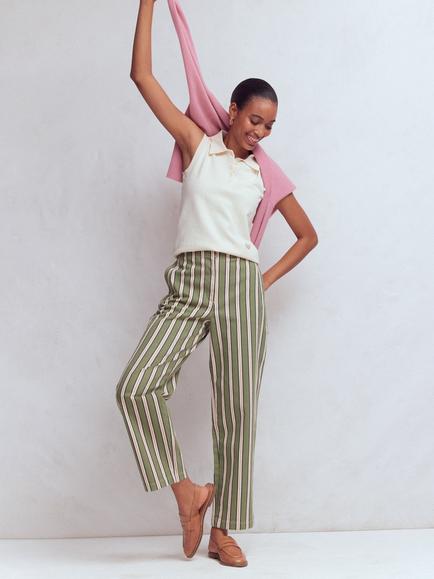 Boden Barrel Leg Chinos, Green/Multi, Green/Multi
