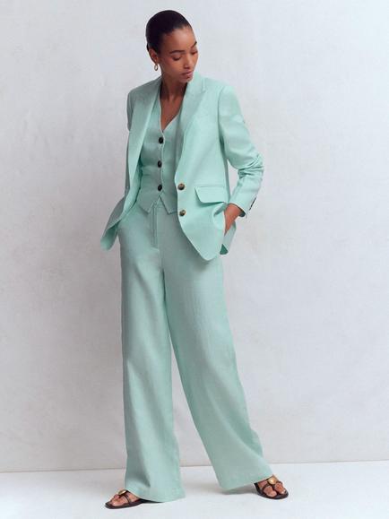 Boden Belgravia Pure Linen Trousers, Spearmint