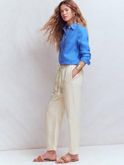 Boden Islington Linen Cropped Trousers, Ivory, Ivory