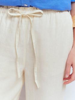 Boden Islington Linen Cropped Trousers, Ivory - view 2, Ivory