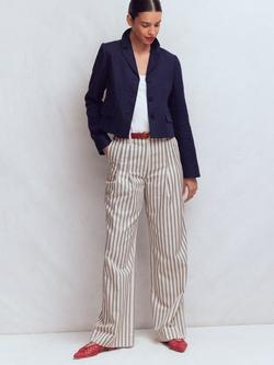 Boden Mayfair Tailored Trousers, Ivory/Navy, Ivory/Navy