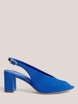 Hobbs Carla Suede Block Heel Slingback Sandals, Azure Blue, Azure Blue