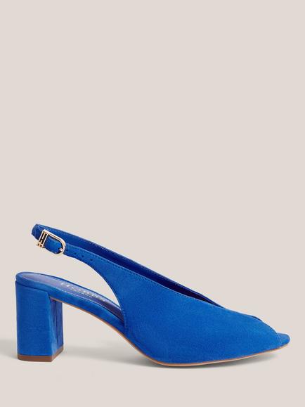 Hobbs Carla Suede Block Heel Slingback Sandals, Azure Blue, Azure Blue