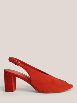 Hobbs Carla Suede Block Heel Slingback Sandals, Calendula Red, Calendula Red