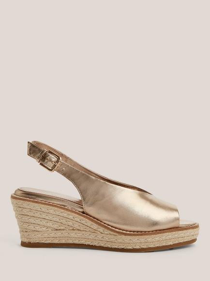 Hobbs Kalia Leather Slingback Sandals, Pewter, Pewter