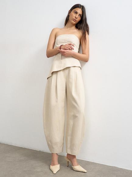 Topshop Barrel Leg Trousers, Stone, Stone