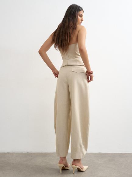 Topshop Barrel Leg Trousers, Stone - view 2, Stone
