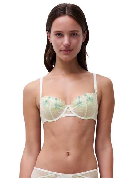 Chantelle Daydream Half Cup Bra, Pastel Bouquet, Green/White