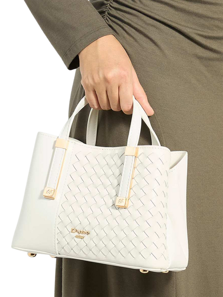 Dune London Dinkydorry Textured Tote Bag, White - view 2, White