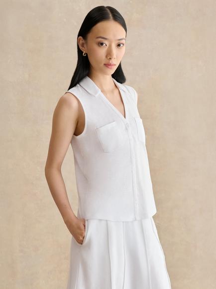 Hobbs Anais Sleeveless Shirt, White, White