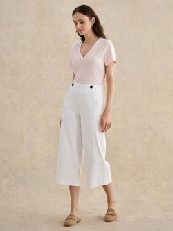 Hobbs Kimmi High Rise Cropped Trousers, White, White