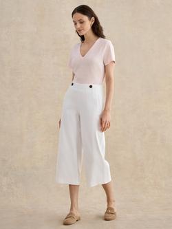 Hobbs Petite Kimmi High Rise Cropped Trousers, White, White