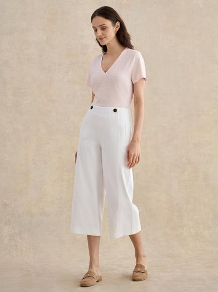 Hobbs Petite Kimmi High Rise Cropped Trousers, White, White