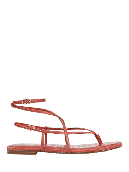 Sam Edelman Clarra Leather Strappy Footbed Sandals, Coral, Coral