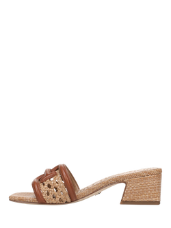 Sam Edelman Waylon Woven Leather Heeled Sandals, Cognac/Tan - view 2, Cognac/Tan