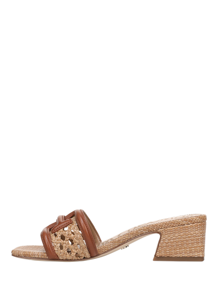 Sam Edelman Waylon Woven Leather Heeled Sandals, Cognac/Tan - view 2, Cognac/Tan