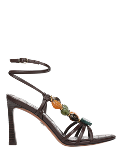 Sam Edelman Imani 2 Leather Flared Heel Strappy Sandals, Spiced Pecan, Spiced Pecan