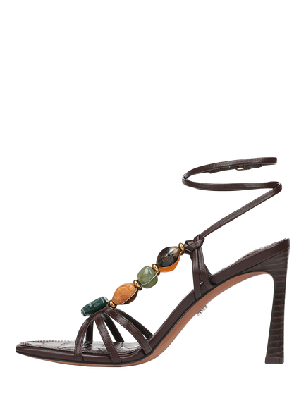 Sam Edelman Imani 2 Leather Flared Heel Strappy Sandals, Spiced Pecan - view 2, Spiced Pecan