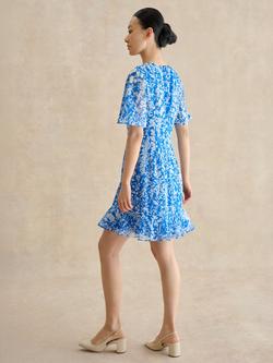 Hobbs Iona Floral Mini Dress, Blue/Ivory - view 2, Blue/Ivory