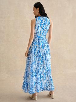 Hobbs Petite Taryn Floral Ruffle Maxi Dress, Ivory/Blue - view 2, Ivory/Blue