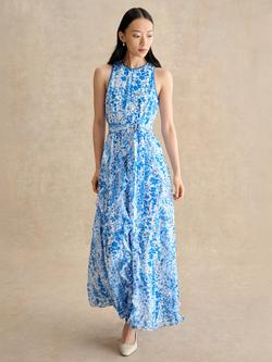 Hobbs Taryn Floral Ruffle Maxi Dress, Ivory/Blue, Ivory/Blue