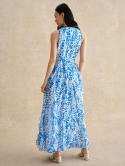 Hobbs Taryn Floral Ruffle Maxi Dress, Ivory/Blue - view 2, Ivory/Blue