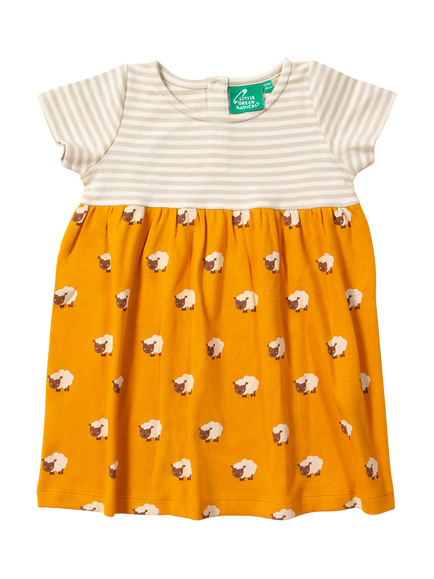 Little Green Radicals Baby Short Sleeve Sheep Print Dress, Multi, Multi