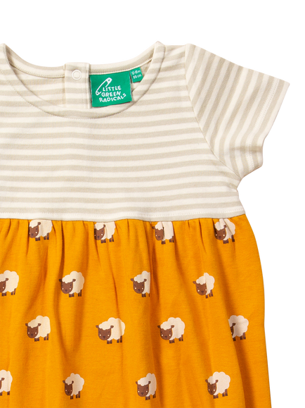 Little Green Radicals Baby Short Sleeve Sheep Print Dress, Multi - view 2, Multi