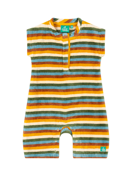 Little Green Radicals Baby Striped Towelling Romper, Multi, Multi