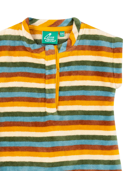 Little Green Radicals Baby Striped Towelling Romper, Multi - view 2, Multi