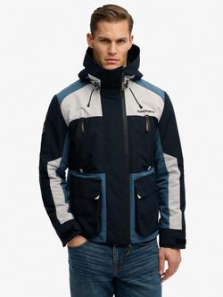 Superdry Hooded Colour Block Windbreaker Jacket, Eclipse Navy, Eclipse Navy