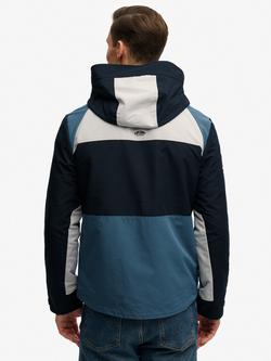 Superdry Hooded Colour Block Windbreaker Jacket, Eclipse Navy - view 2, Eclipse Navy