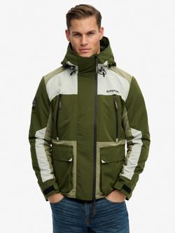 Superdry Hooded Colour Block Windbreaker Jacket, Rifle Green, Rifle Green