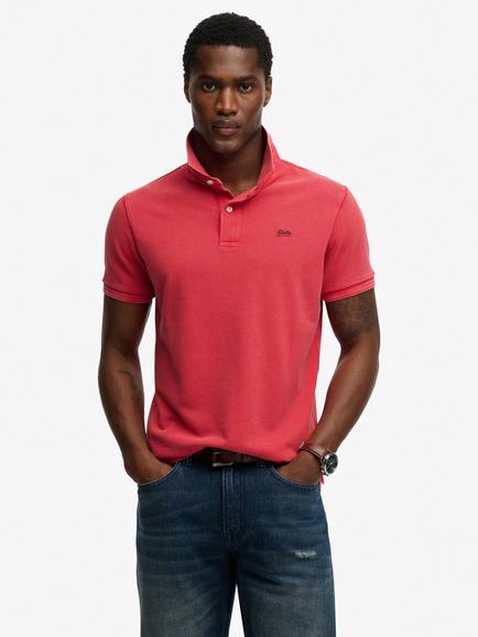 Superdry Classic Pique Cotton Short Sleeve Polo Shirt, Raspberry Pink