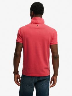 Superdry Classic Pique Cotton Short Sleeve Polo Shirt, Raspberry Pink - view 2, Raspberry Pink