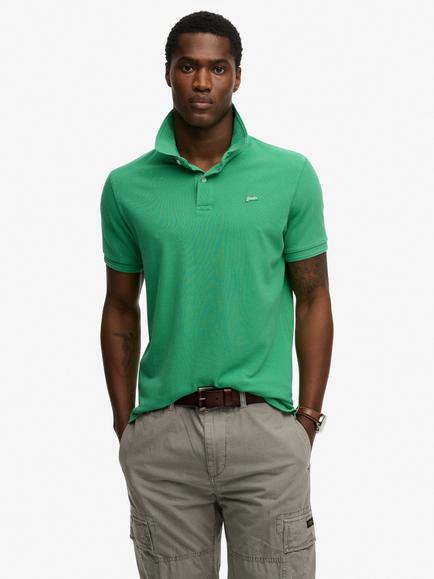 Superdry Classic Pique Cotton Short Sleeve Polo Shirt, Island Green