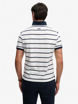Superdry Crest Stripe Cotton Short Sleeve Polo Shirt, Optic/Navy Stripe - view 2, Optic/Navy Stripe