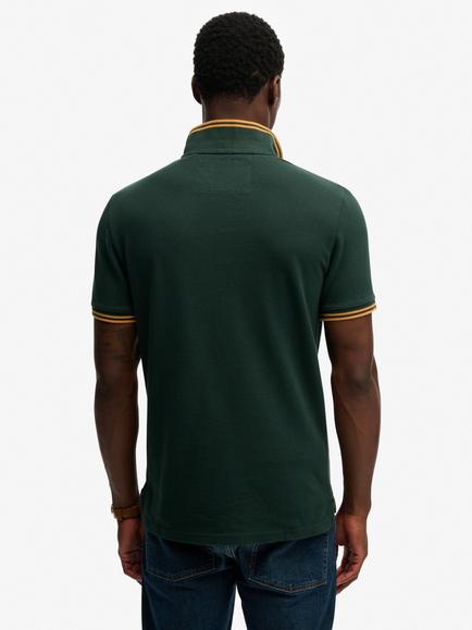 Superdry Vintage Athletic Patch Cotton Polo Shirt, Enamel Green - view 2, Enamel Green