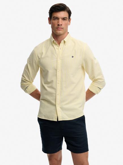 Superdry Preppy Oxford Stripe Cotton Shirt, Lemon, Lemon