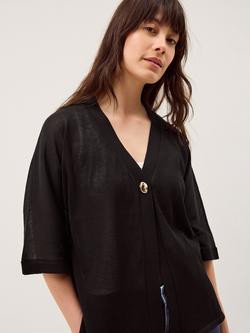 Monsoon Beth Short Sleeve Cardigan, Black, Black