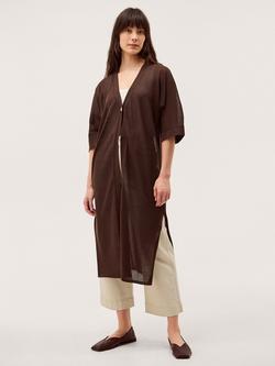Monsoon Single Button Longline Cardigan, Chocolate, Chocolate