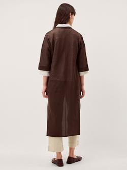 Monsoon Single Button Longline Cardigan, Chocolate - view 2, Chocolate