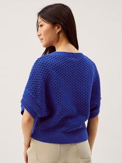 Monsoon Sienna Short Sleeve Cardigan, Cobalt - view 2, Cobalt