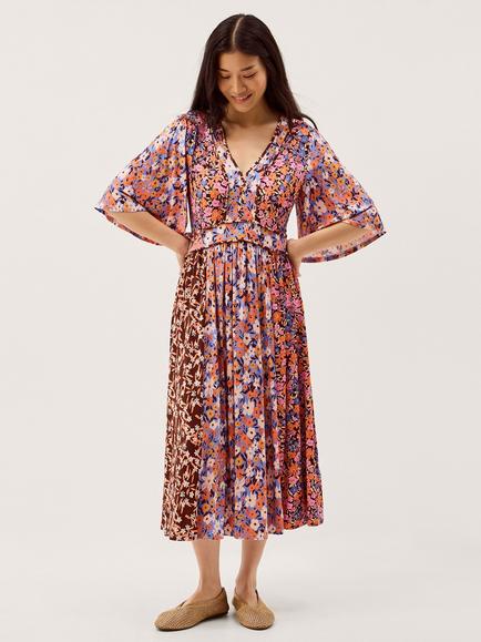 Monsoon Ceri Floral Print Jersey Midi Dress, Multi, Multi