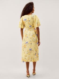 Monsoon Etta Floral Linen Blend Dress, Yellow - view 2, Yellow